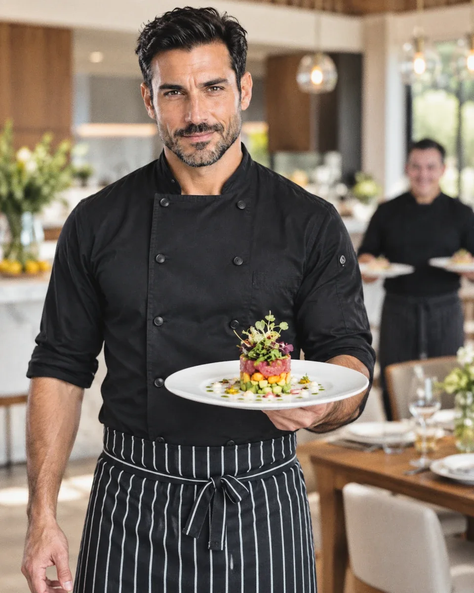 Chef Mateo Rossi presenting a tuna tartare