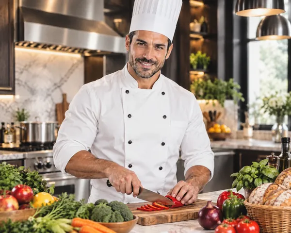 Chef Mateo Rossi slicing peppers